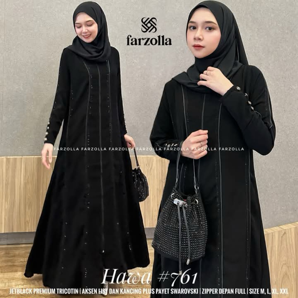 MF Store - COD - Gamis Abaya Hitam Kancing Tangan Resleting Full Sampai Bawah Terbaru