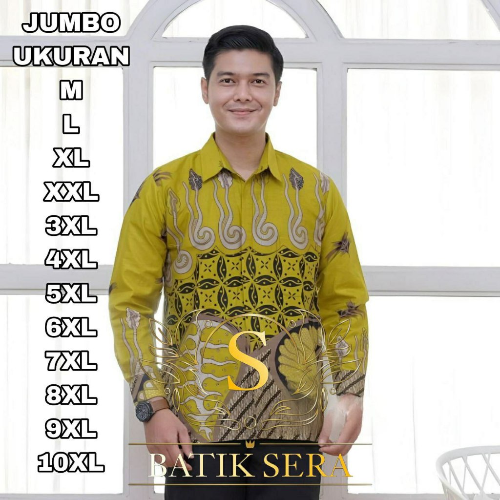 KEMEJA BATIK PRIA WARNA MELODY LEMON JUMBO SIZE M L XL XXL 3XL 4XL 5XL 6XL 7XL 8XL 9XL 10XL