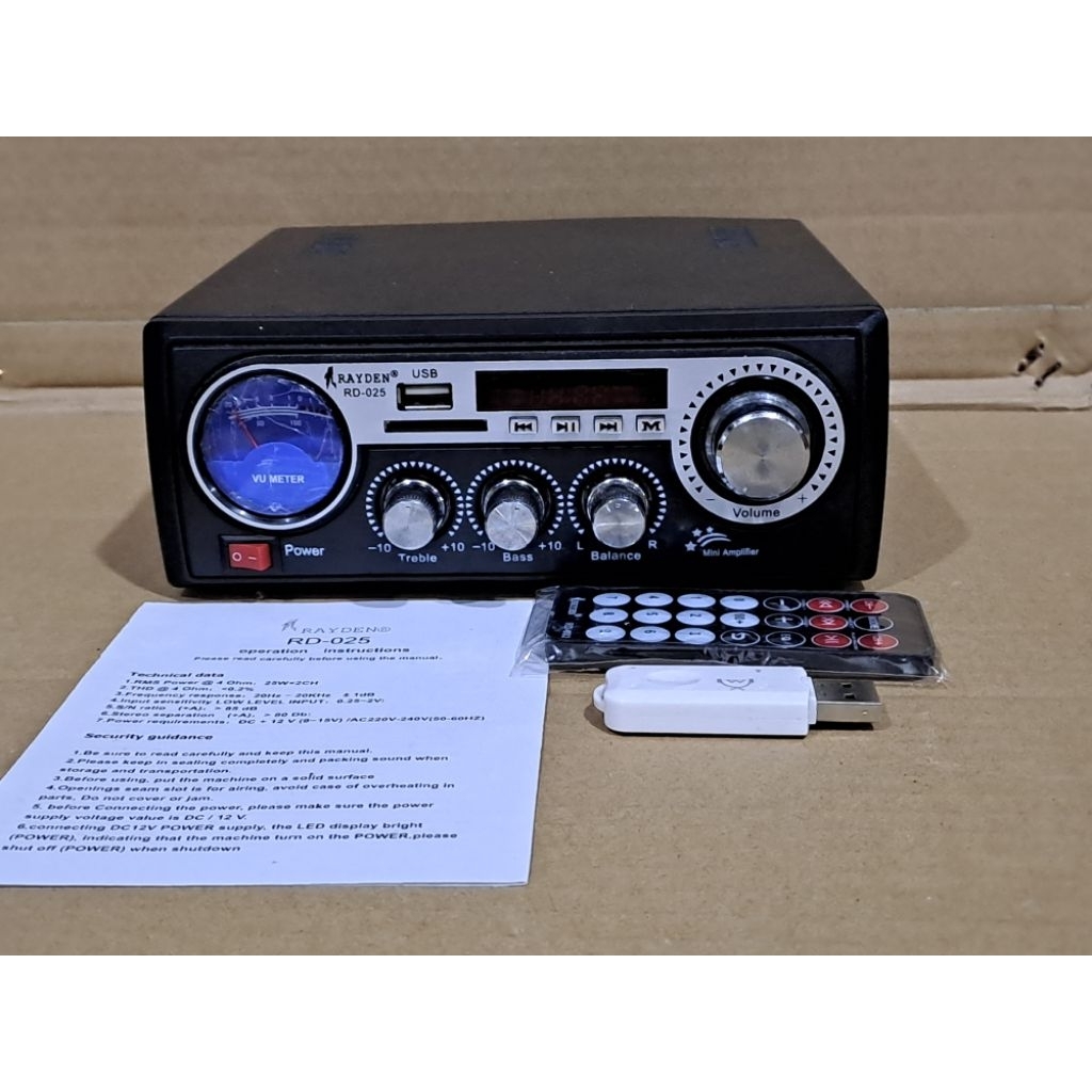 Mini Amplifier Hifi USB/SD/FM tuner + Bt external By Rayden Model RD 025 * Promo *