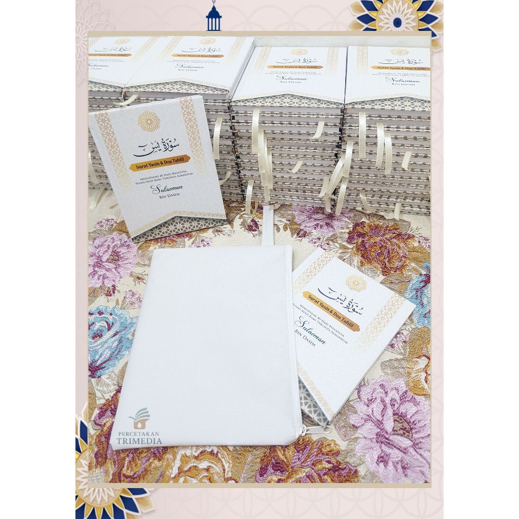 Buku Yasin Hardcover 128 Halaman HVS / free pouch kanvas polos putih