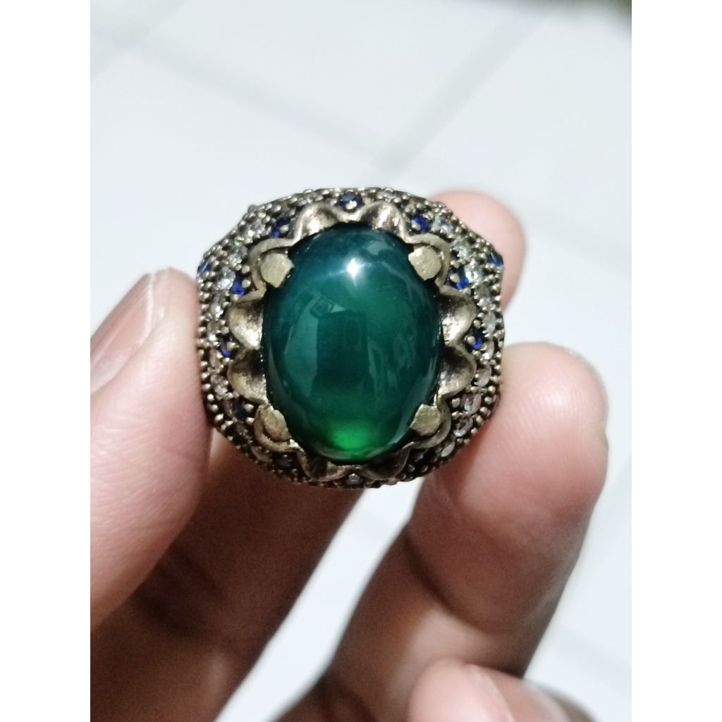 Cincin Batu Bacan Gulau Serat Kura Tali Hitam