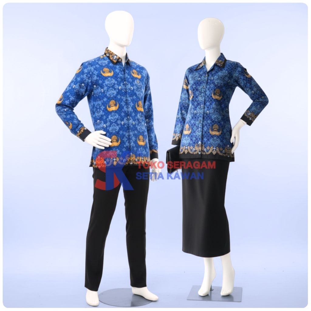 Atasan Korpri Pria dan Wanita kerah hitam + puring / baju korpri terbaru kerah hitam puring