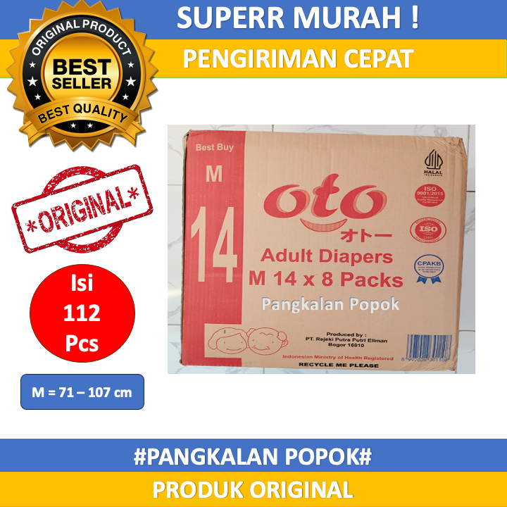 OTO Popok Perekat Dewasa - OTO Diapers Adult Popok Dewasa model Perekat M14 L14 XL12 Kemasan Dus