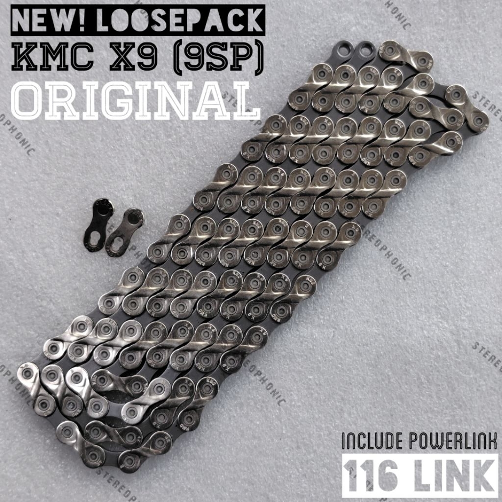 NEW LOOSEPACK ORIGINAL Chain KMC X9 9SPEED 116L include sambungan Rantai KMC 9SPEED Rante KMC 9SPEED