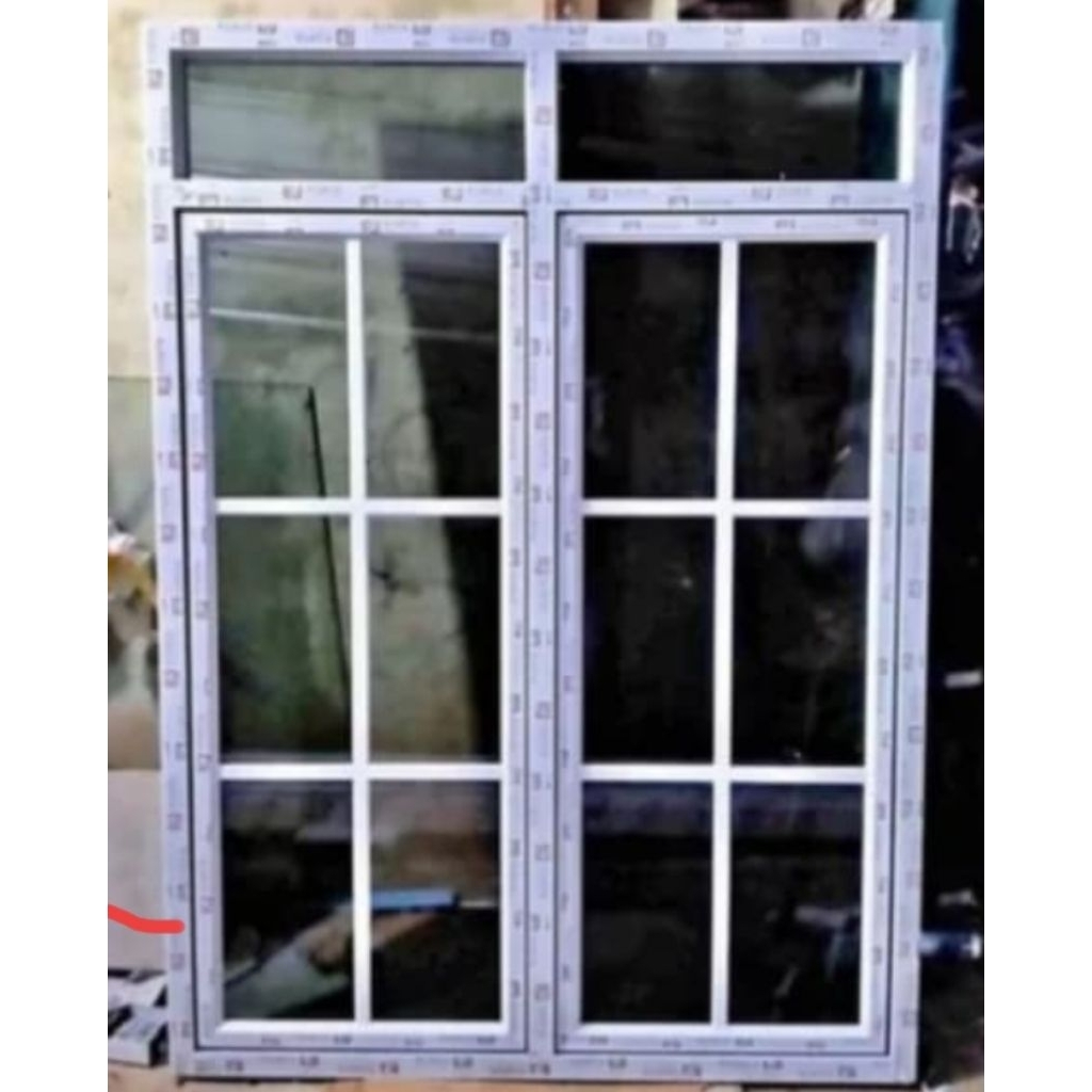 kusen jendela alumunium ornamin 2 daun+loster lubang angin