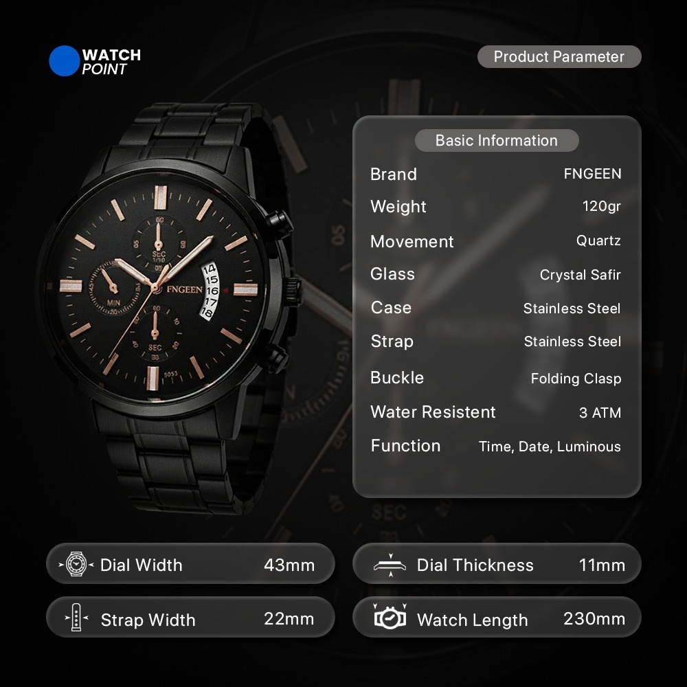hot product watchpoint fn-002 jam tangan pria original impor fngeen vava voom tahan air dengan 3