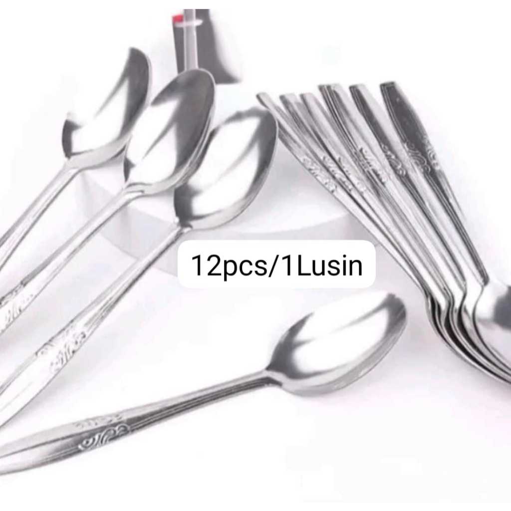 Sendok makan 1 lusin (12pcs) TEBAL / sendok makan dan garpu makan TEBAL / sendok caffe polos stainle