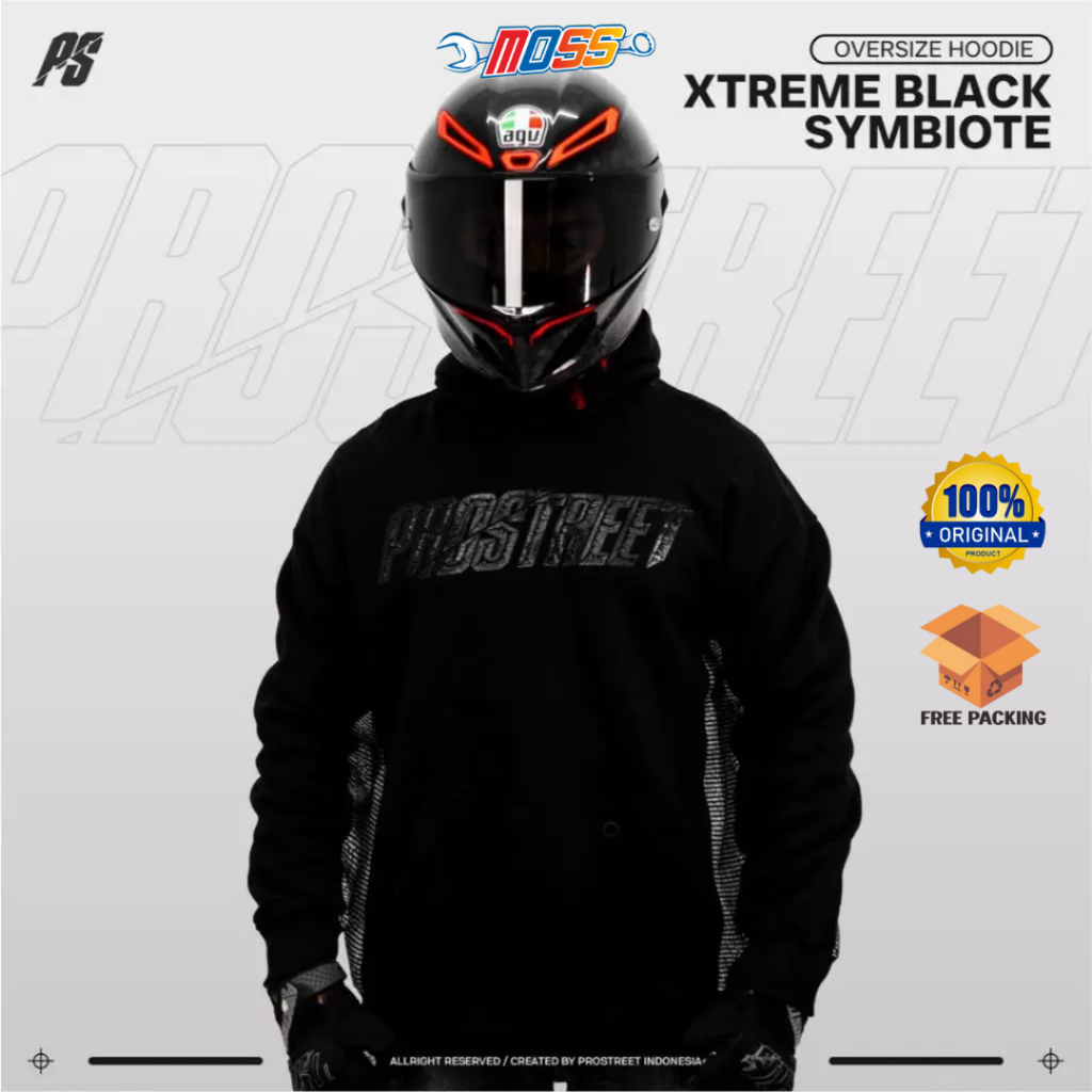 JAKET HOODIE MOTOR OVERSIZE PROSTREET XTREME BLACK SYMBIOTE | HOODIE SUNMORI NIGHT RIDING TOURING | 