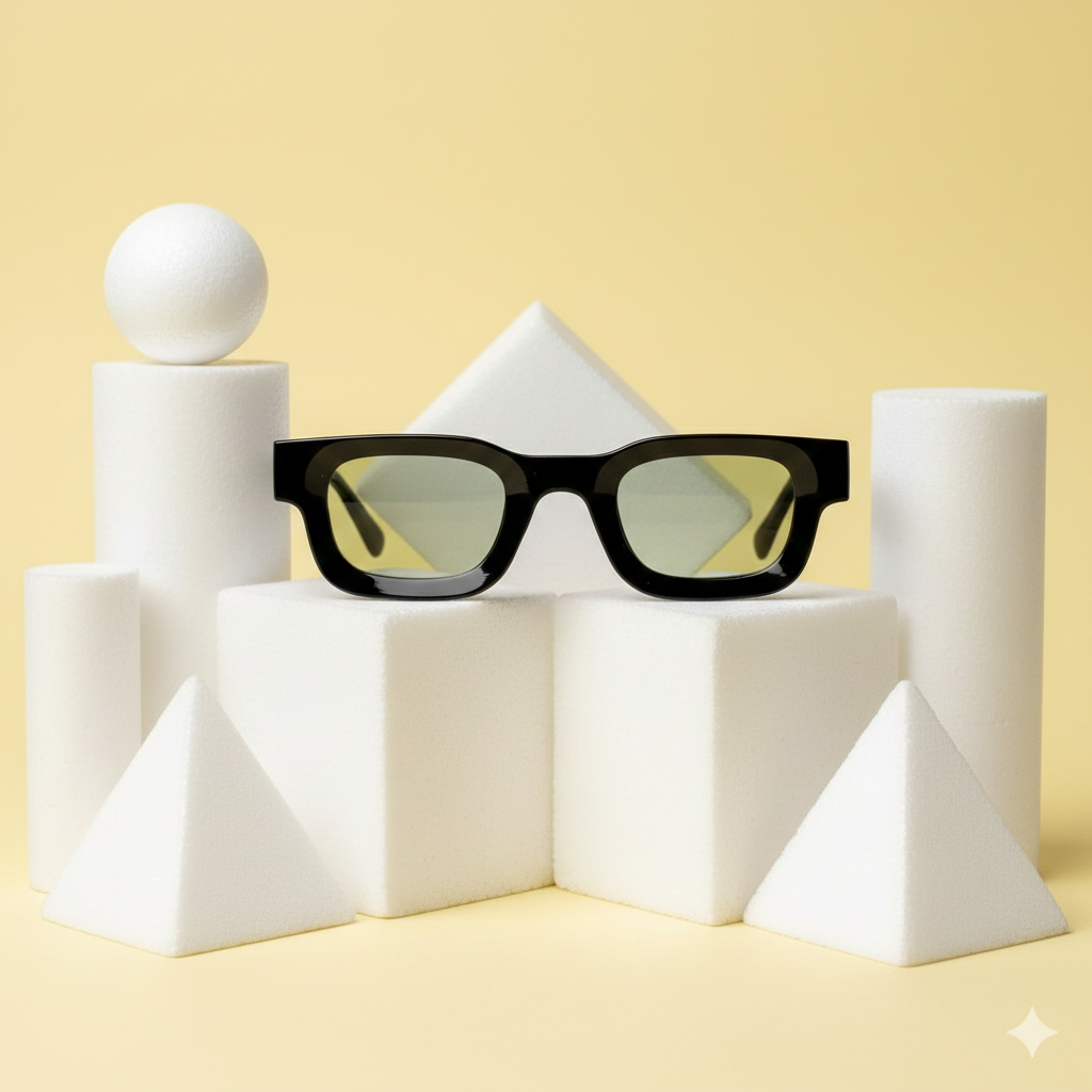 KALA Eyewear - Richard Series - Frame Hitam Lensa Hijau | Kacamata Hitam Korea Retro Vintage Pria Wa