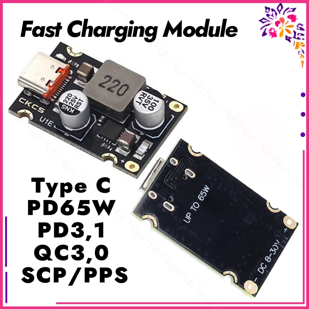 PD65W USB Type-C Modul Pengisian Baterai PD65W Modul Charger Type C Fast Charging Module DC 12~30V P
