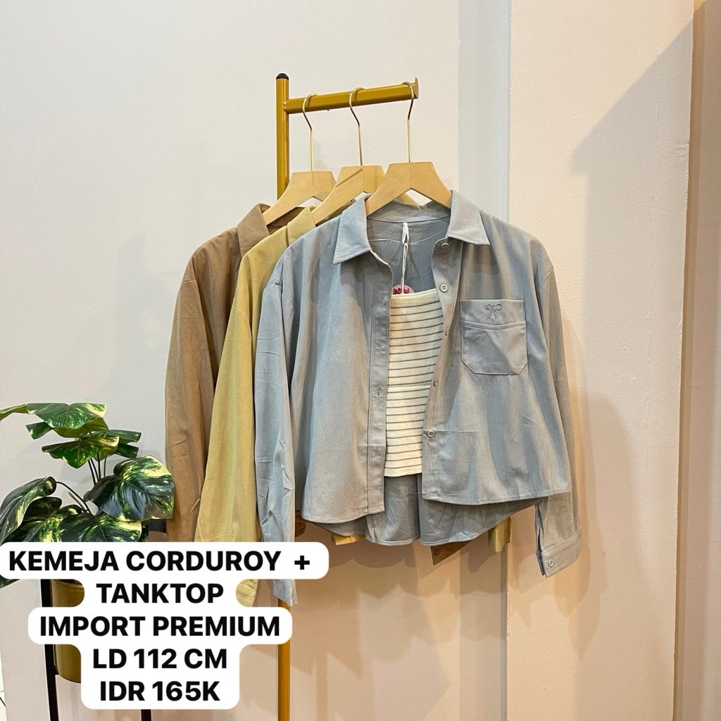 KEMEJA CORDUROY TANKTOP IMPORT PREMIUM/KEMEJA CORDUROY KOREAN STYLE WANITA