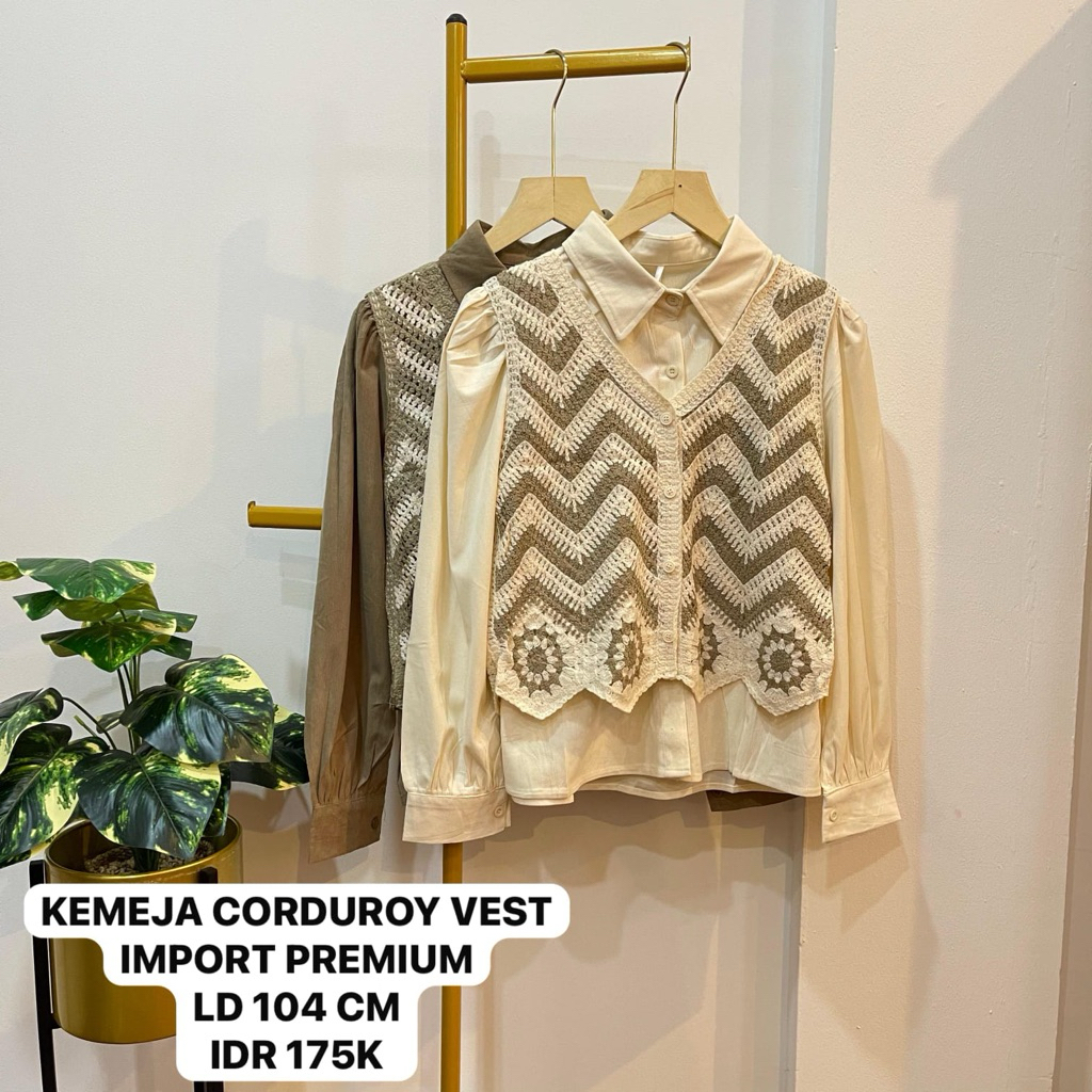 KEMEJA CORDUROY VEST IMPORT PREMIUM/KEMEJA VEST CORDUROY KOREAN STYLE WANITA