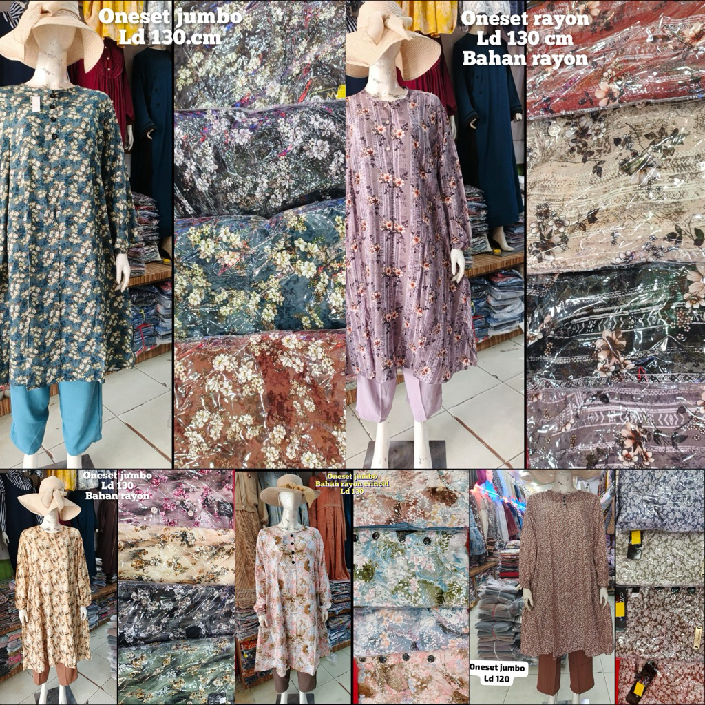 Oneset Tunik Cp Ld 130cm Jumbo/setelan tunik/setelan cantik/Baju Cantik