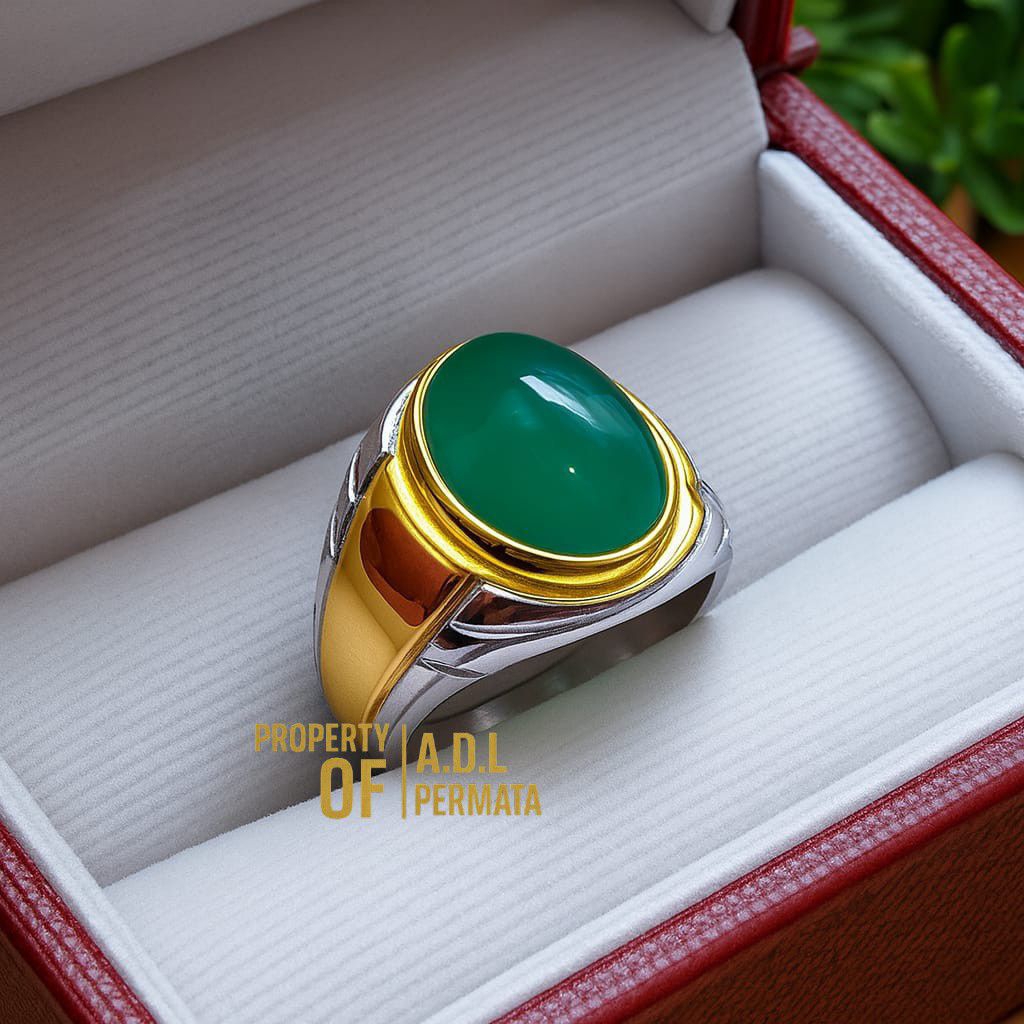 CINCIN BATU AKIK HIJAU GARUT ORIGINAL STONE