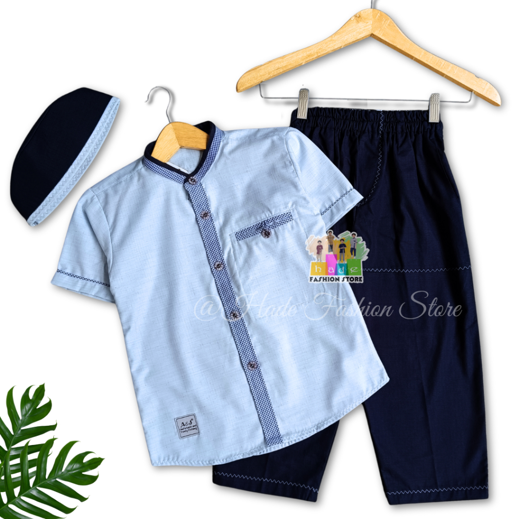 SETELAN KOKO ANAK AR RAYHAN LENGAN PENDEK A&J USIA 3-13 TH Bahan Katun Touch Premium Adem & Kekinian