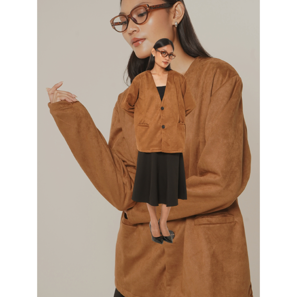 JIGU Haru Everyday Blazer Suede Minimalist in Camel | Outer Pria Wanita Unisex Premium | Blazer Kore