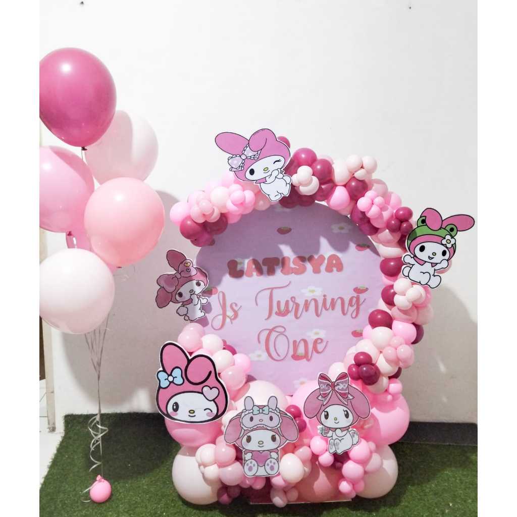 Dekorasi backdrop mini balon karakter Bulat
