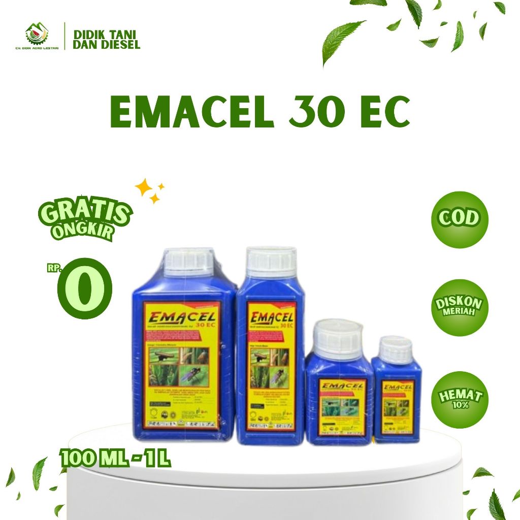EMACEL 30 EC (Emamektin Benzoat) Insektisida Pembasmi Ulat Padi Kubis Cabai Penggerek Batang Buah Ta