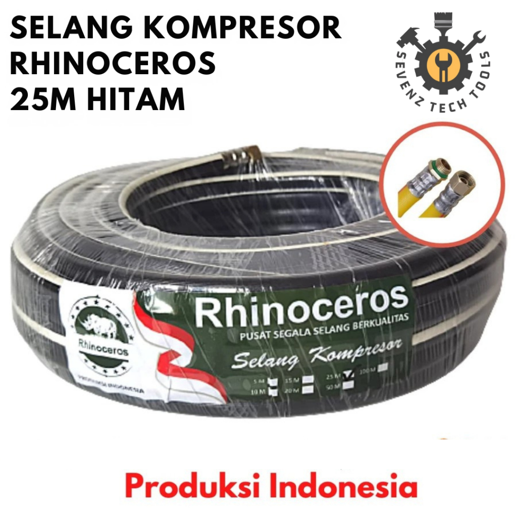 Selang Kompresor Hitam RHINOCEROS 25M Selang Kompresor Angin Selang Kompresor Air Angin Tebal