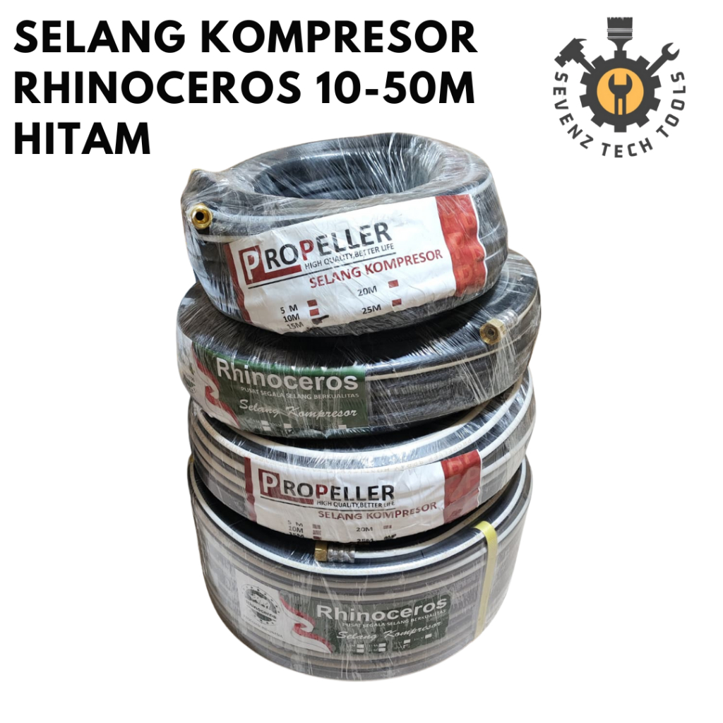 Selang Kompresor Hitam RHINOCEROS 15-50M Selang Kompresor Angin Selang Kompresor Air Angin Tebal