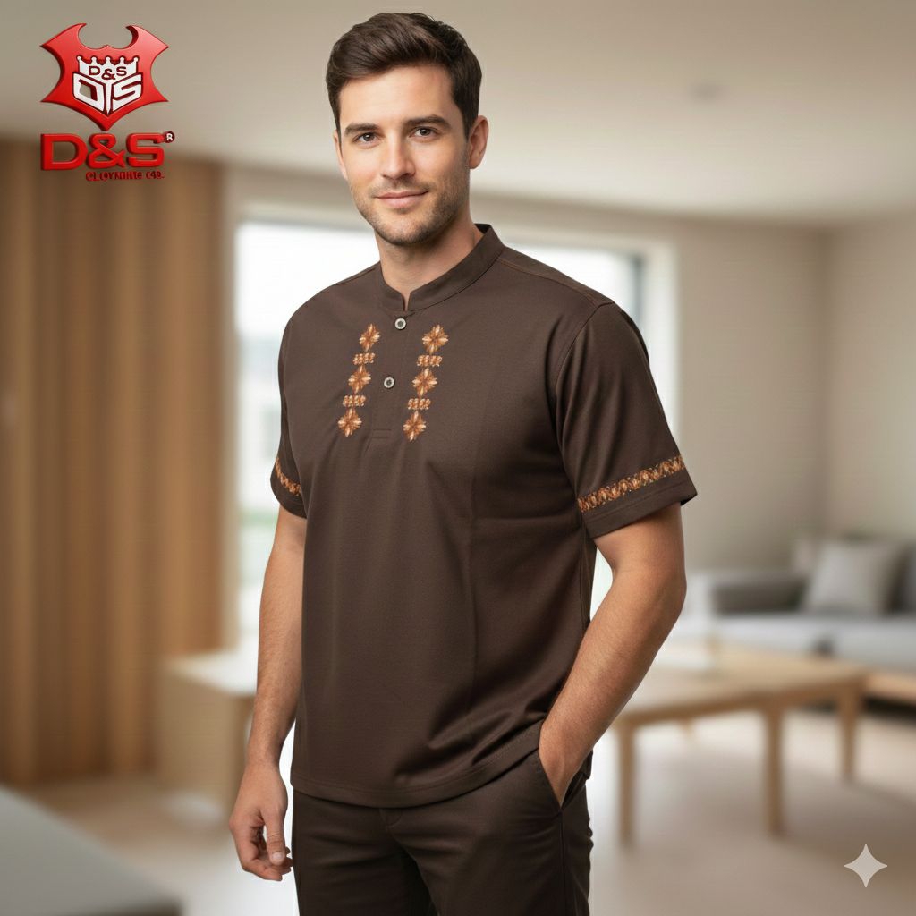 D&S Koko tangan pendek motif bordir kaos muslim pria art 20 374