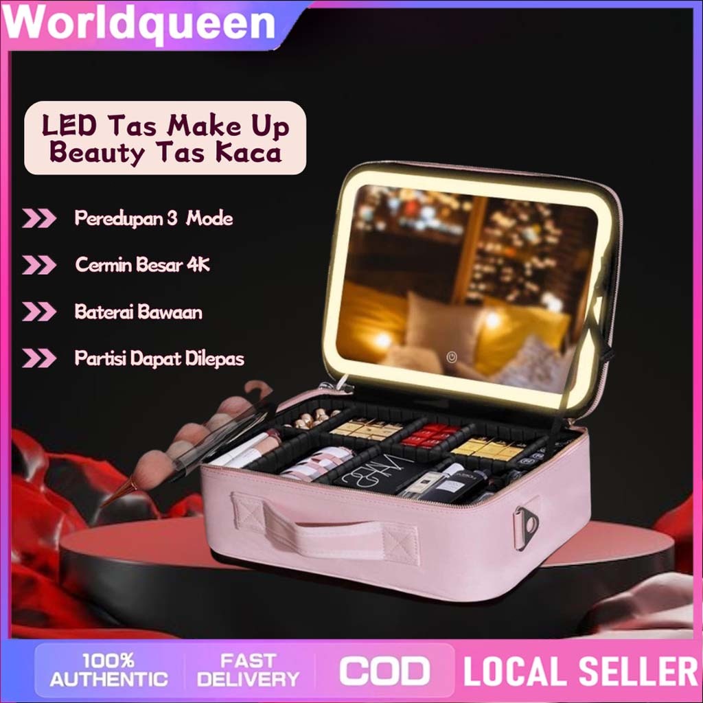 COD Tas Makeup Lampu / LED Makeupartist Bag MUA Beauty Case/Beautycase LED Bag Mua S / L Full Mirror