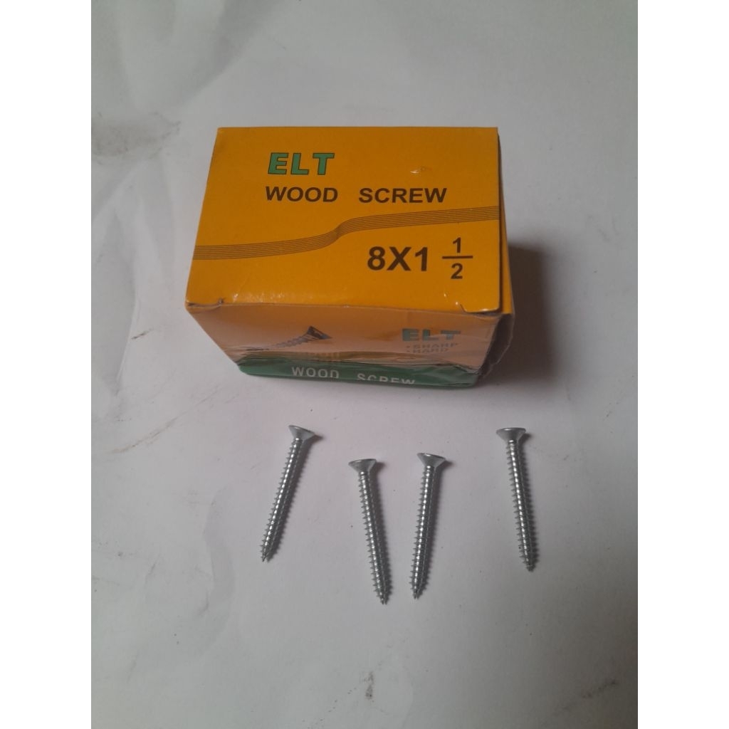 ELT Sekrup 8 x 1 ½ / Sekrup Kayu Putih Galvanis Silver ( + ) 8 x 1 ½ inch 4 cm