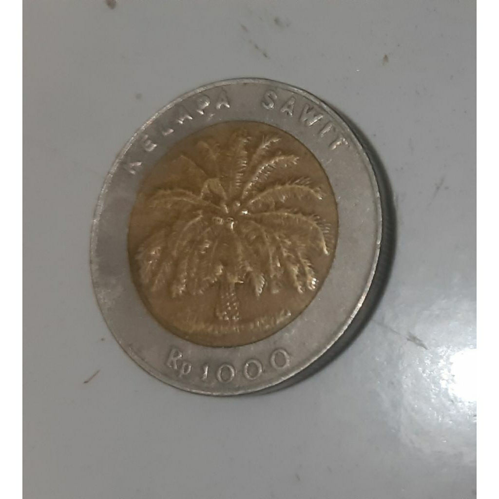 Uang emas kuno rp.1000 rupiah kelapa sawit tahun 1996