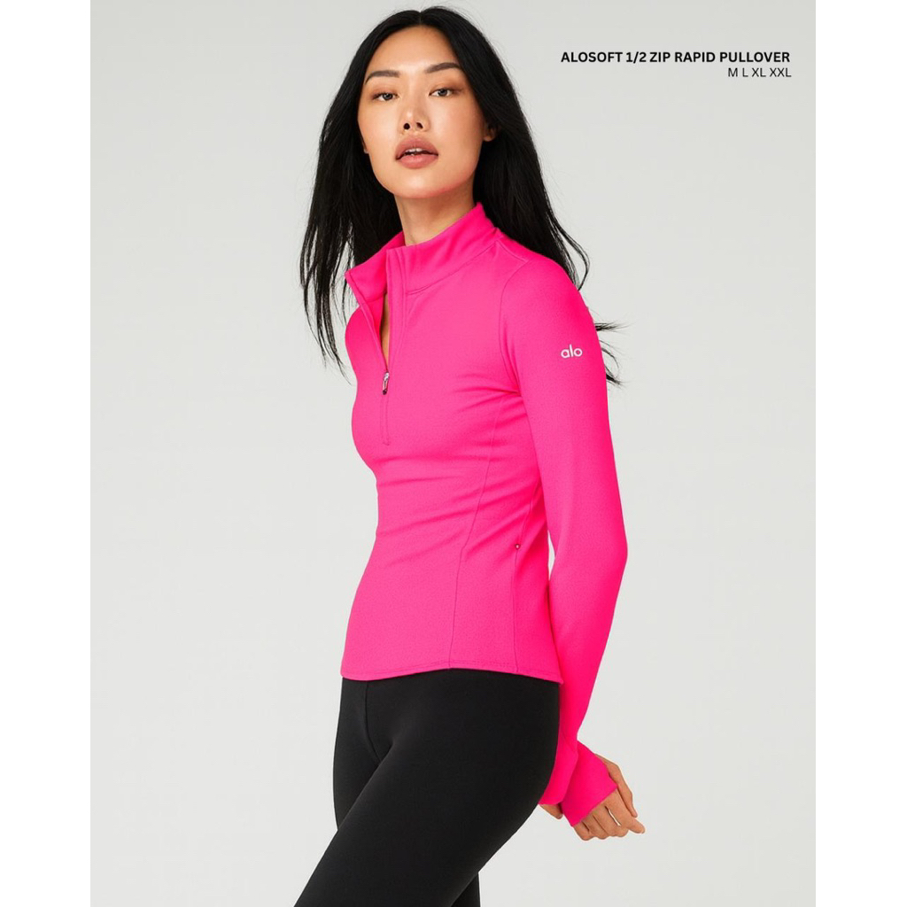 Kaos Lengan panjang Zipper Olahraga Wanita