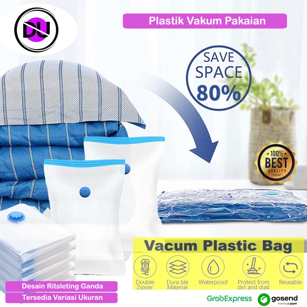Kantong Vakum Pakaian Anti Air Transparan Perlu Pompa Alat Vacuum Baju Plastik Vacum Bag Compression