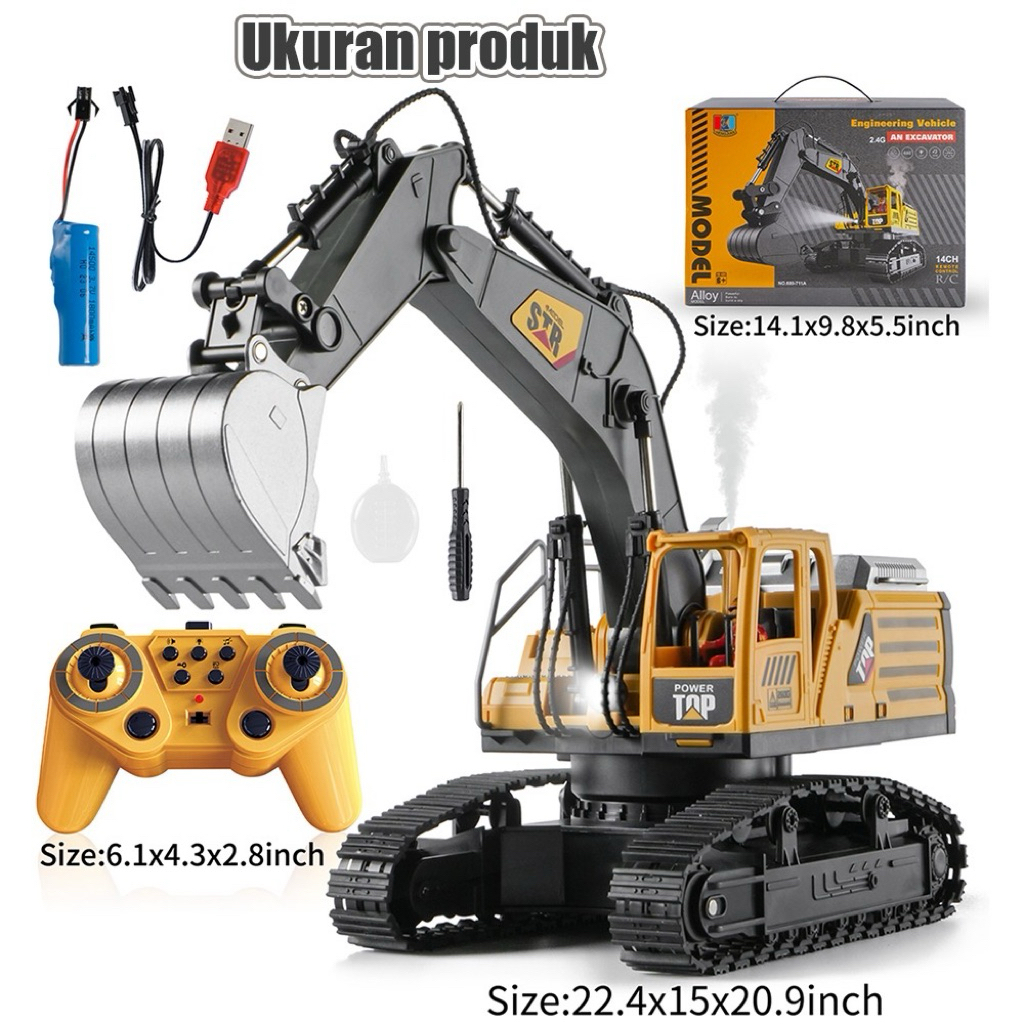 RC Excavator METAL 2.4ghz anti bentrok Lengkap