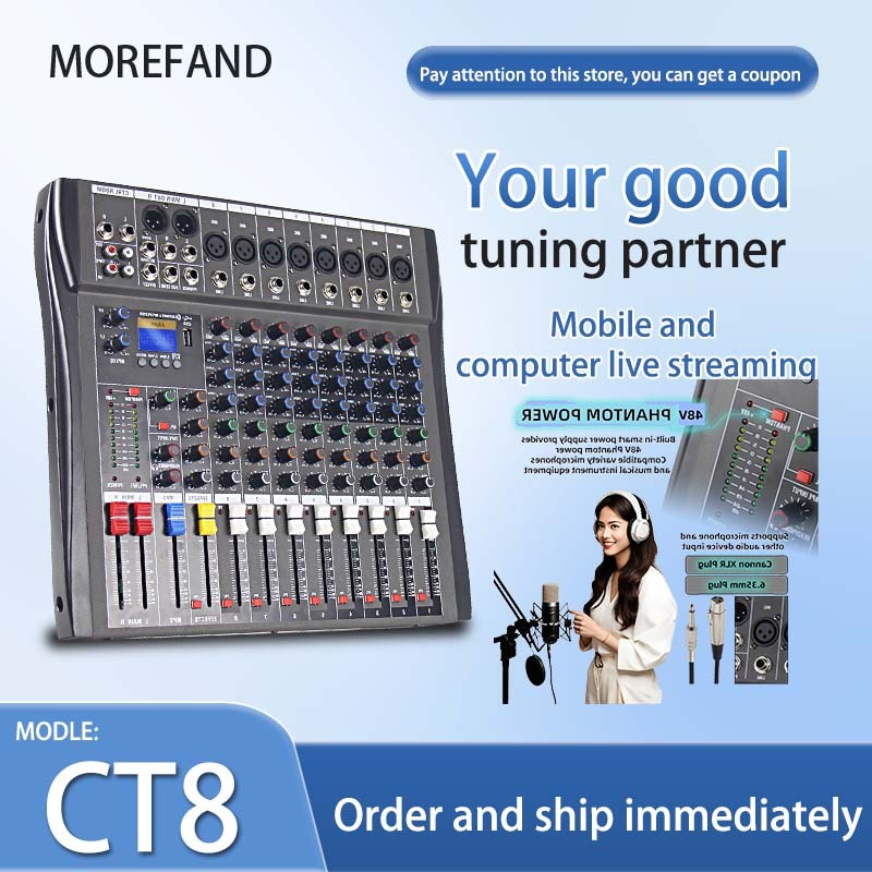 Mixer Audio 12 Saluran dengan Efek DSP 99, Bluetooth, USB, dan Daya Phantom 48V untuk Rekaman dan Pe