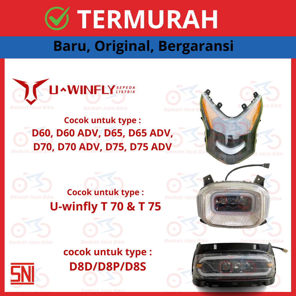 Lampu Depan / Head Lamp Sepeda Listrik UWinfly D60, D70, T70, D8D, D65, D75, D8P, T75, D8S, D60 ADV,