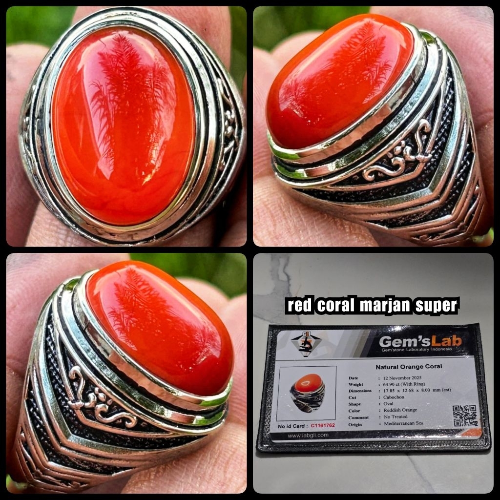 Batu red marjan yemen super + jumbo asli full porslen yemen