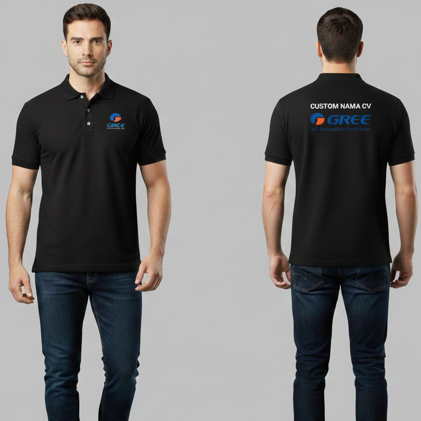 Shirt baju polo kaos kerAh seragam teknisi GREE service ac CUSTOM NAMA USAHA / CV atasan pria