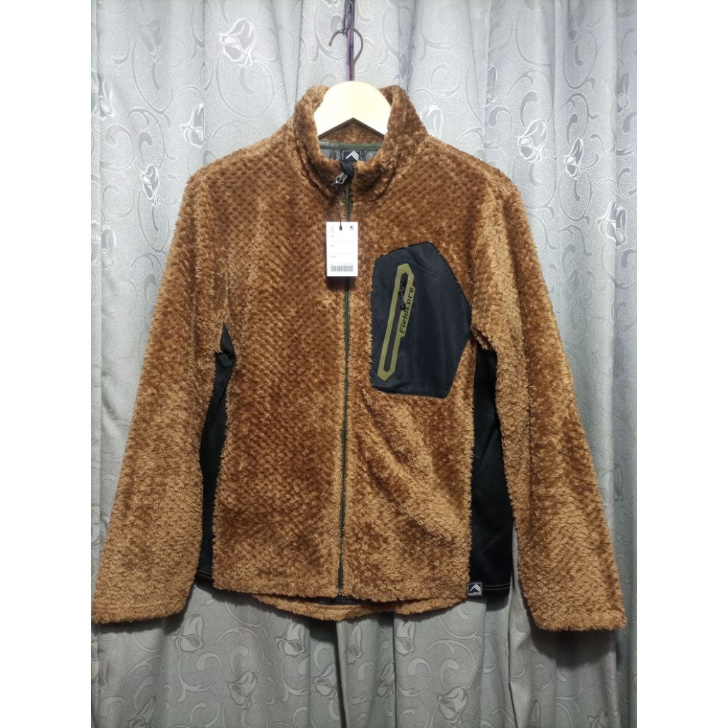 Jaket Tracktop Fieldcore Fleece Bulu Halus Original_Coklat Hitam_Size M fit L