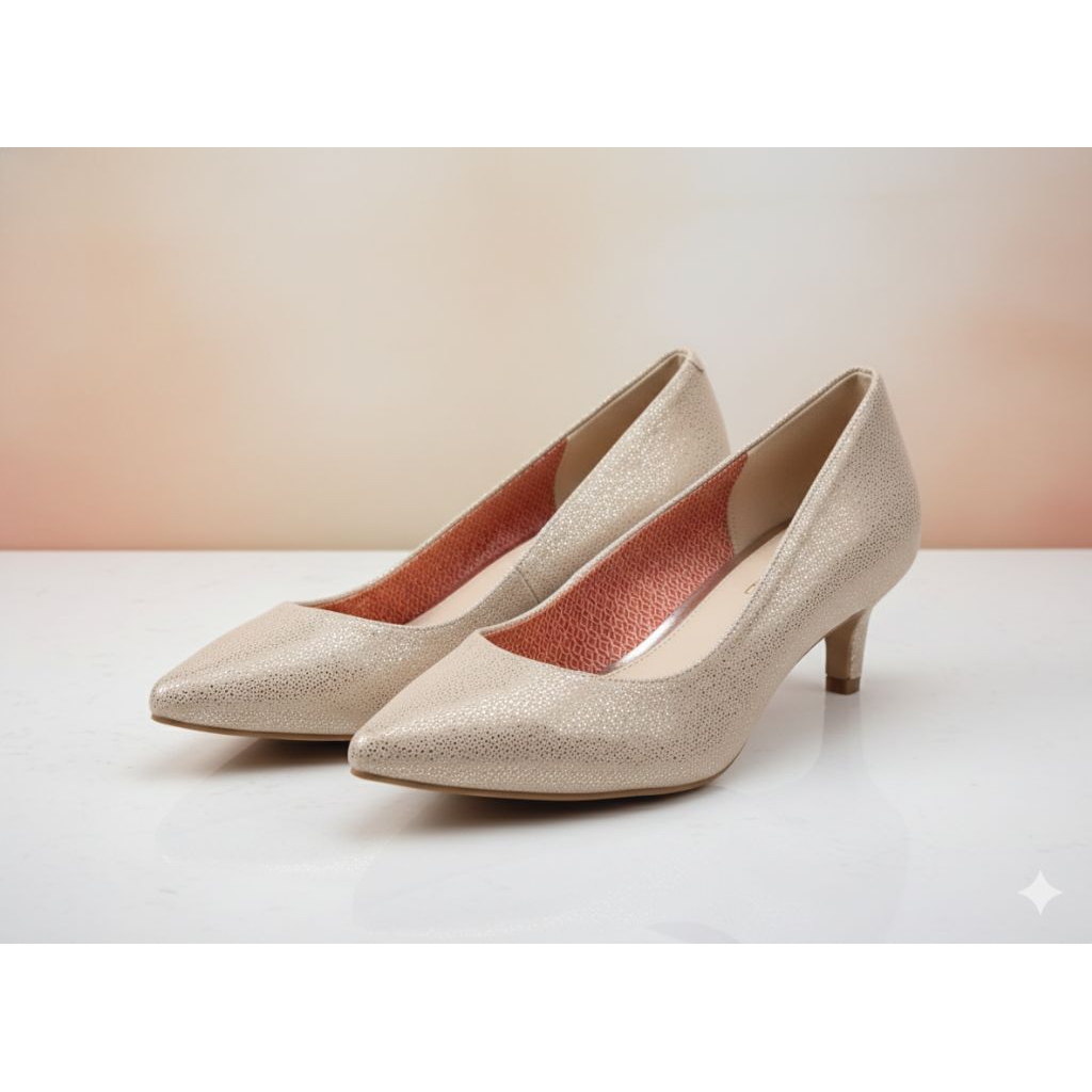 SEPATU WANITA BARU LAINA 55 COURT GOLD NEW CLARKS WOMAN SHOES SIZE 8 US