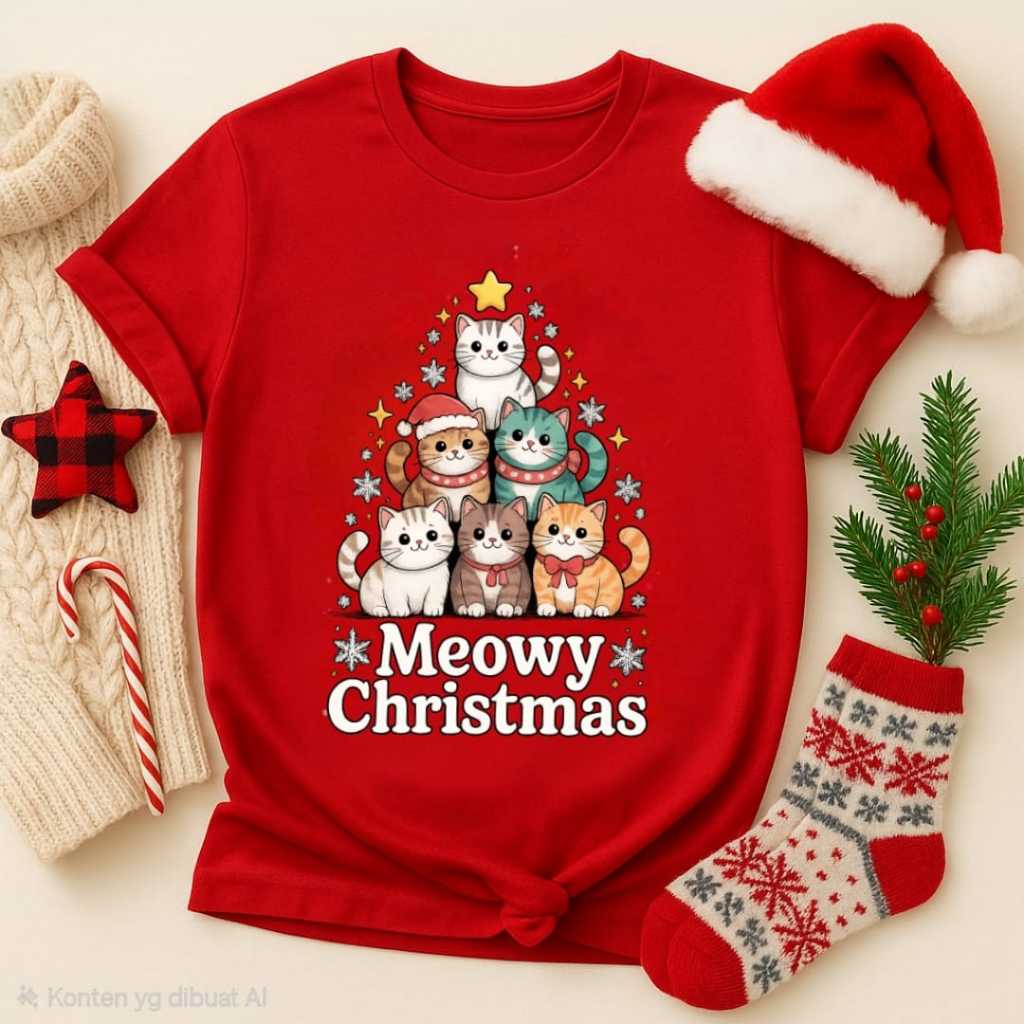 Kaos Oblong Natal NT31 Baju Natal Anak Dan Dewasa Couple Sekeluarga Baju Christmas Warna Putih Merah