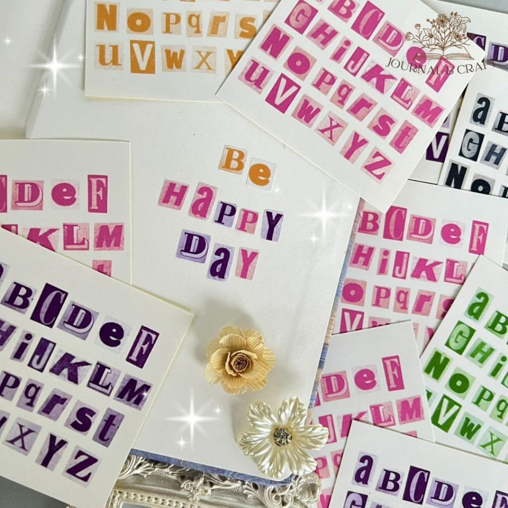 Stiker Huruf Mini ALphabet Murah Aesthetic Parahh Stiker Sheet Cutting Murah / Huruf Deco Alphabet U