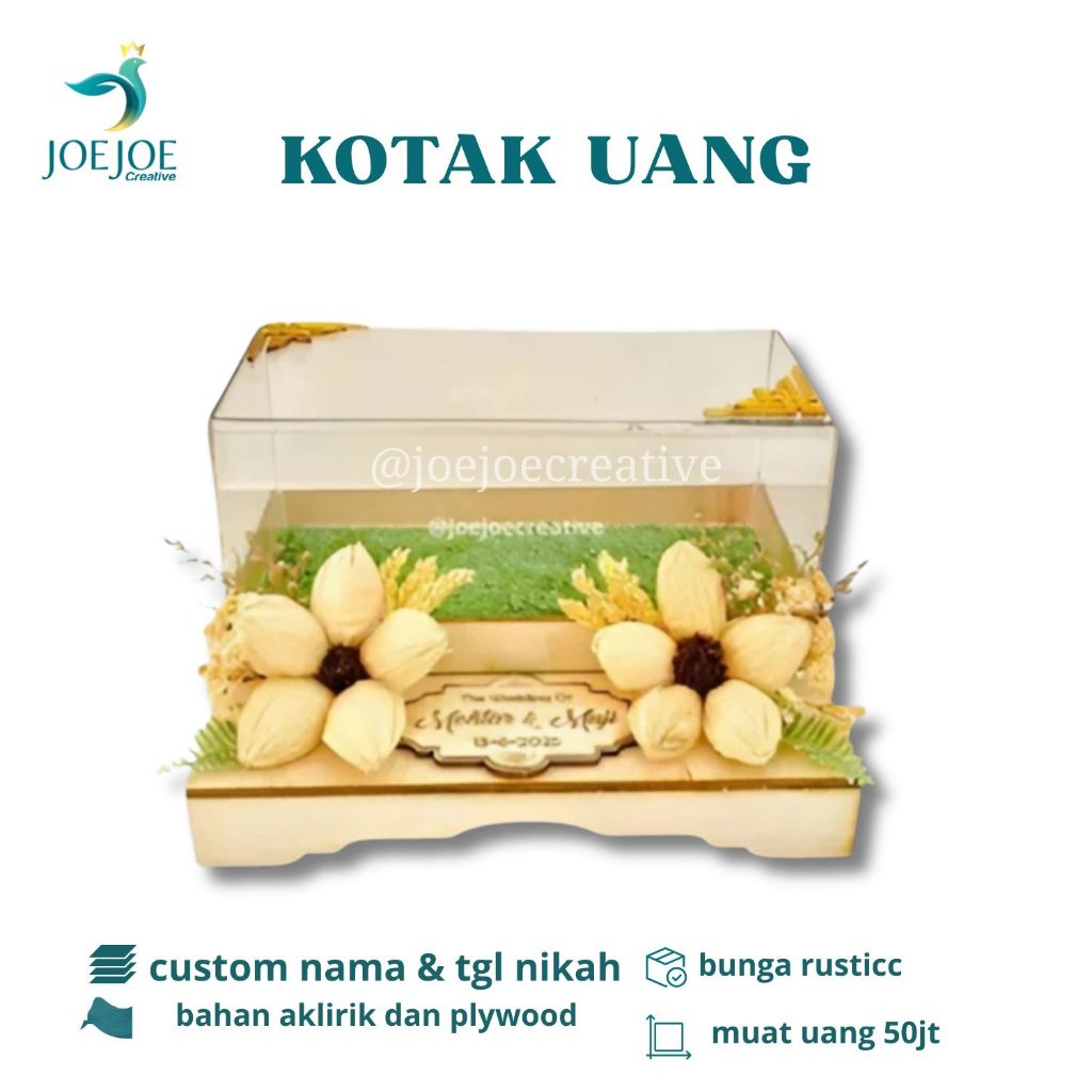 Kotak Uang Akrilik  rustic | Kotak Mahar Akrilik | Kotak Uang Seserahan