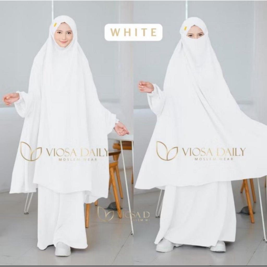 French Khimar set putih umroh 1X PAKAI