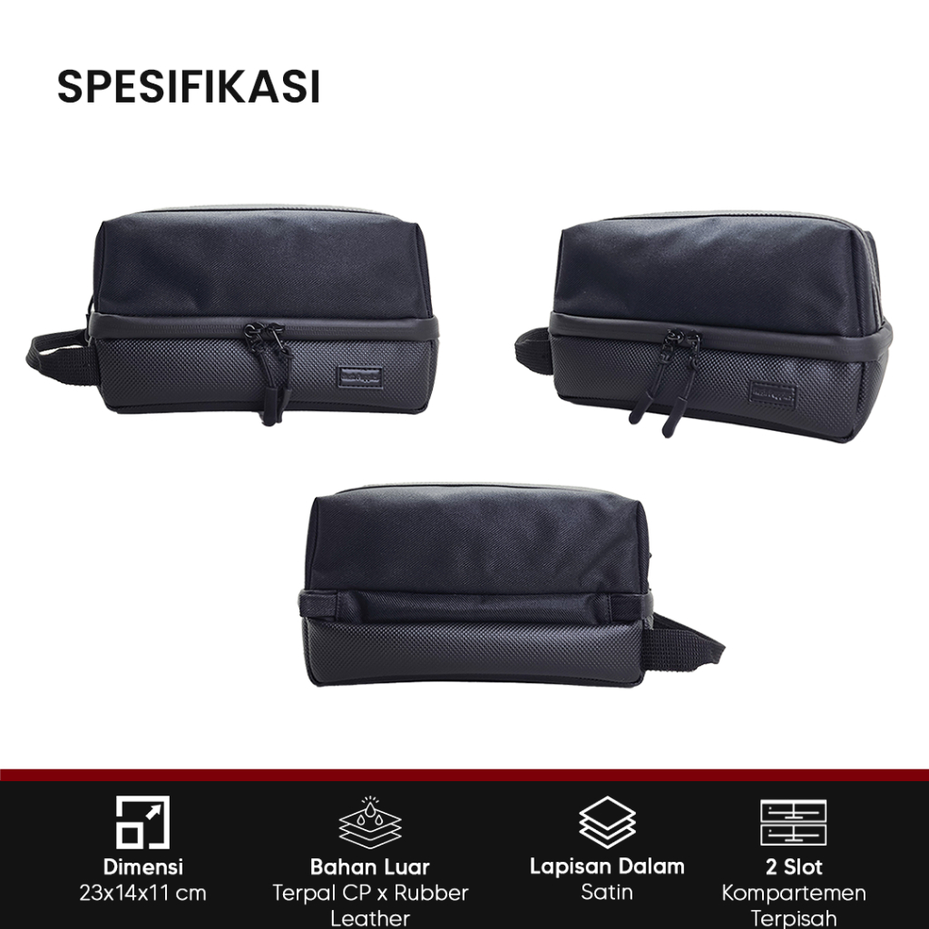 Tas Handbag Pria Hush Puppies 618 Hitam | Clutch Pria Anti Air | Pouch Travel