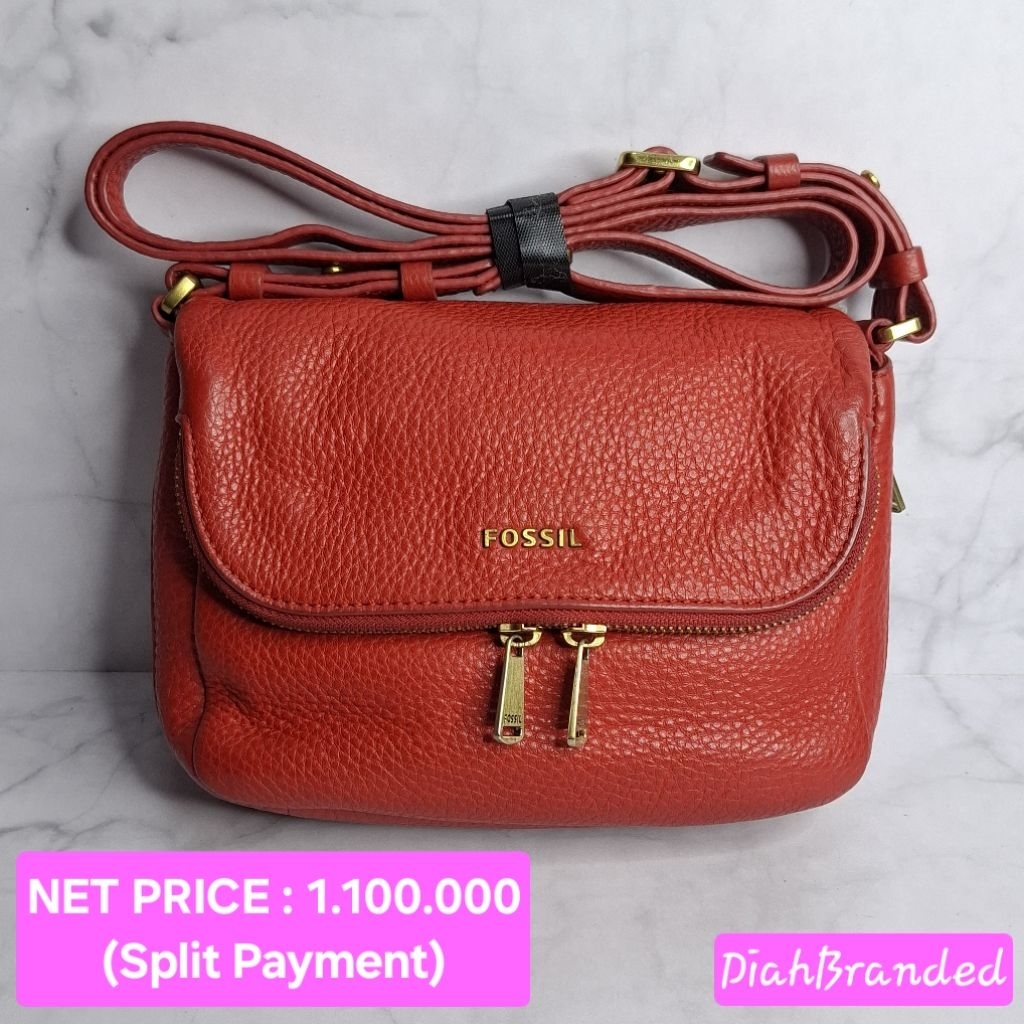 F024 - PRELOVED TAS FOSSIL PRESTON SMALL RED (Serian Tanpa Key)