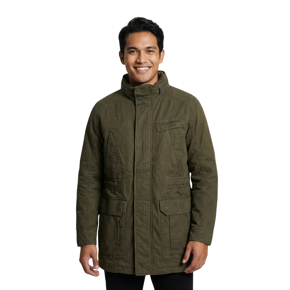 Jaket Parka Lengan Panjang Hijau Army Laki-laki Pria Preloved