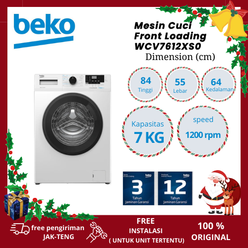 Beko WCV7612XS0 Mesin Cuci Front Load 7kg Putih