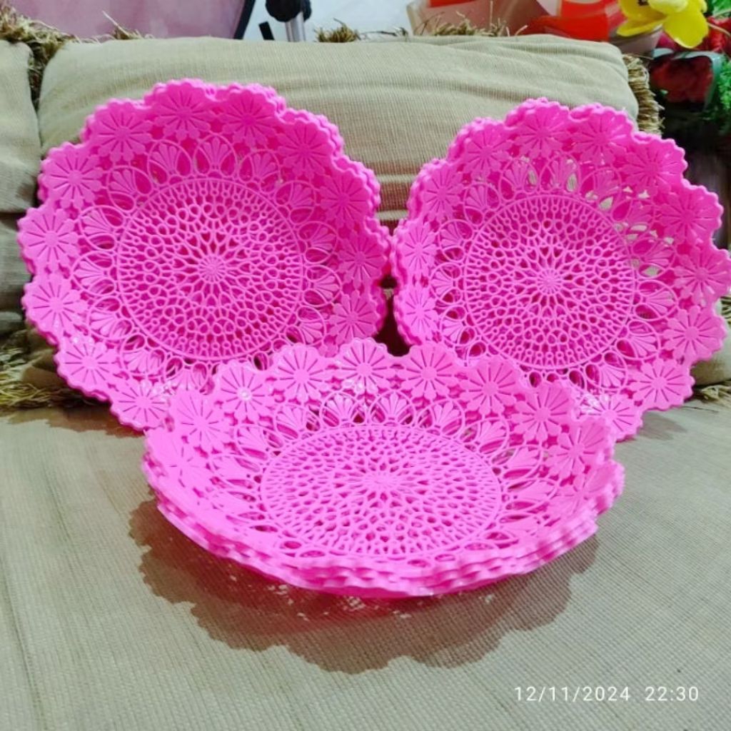 (Per BIJI) Lucky Star Piring Rotan Nampan Buah Piring Plastik Anyaman Model Bunga