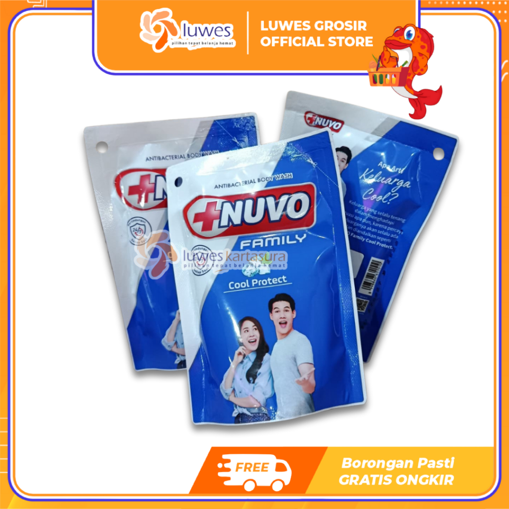[GROSIR] Nuvo Family Sabun Mandi Cair Cool Protect Sensasi Dingin 60ml Isi 3pcs Nuvo Biru Murah
