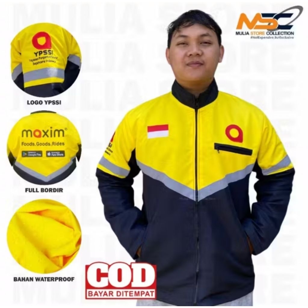 Promo Jaket Maxim Terbaru 2025 - Maxim Hitam Bordir - Rompi Maxim Anti Air Anti Angin