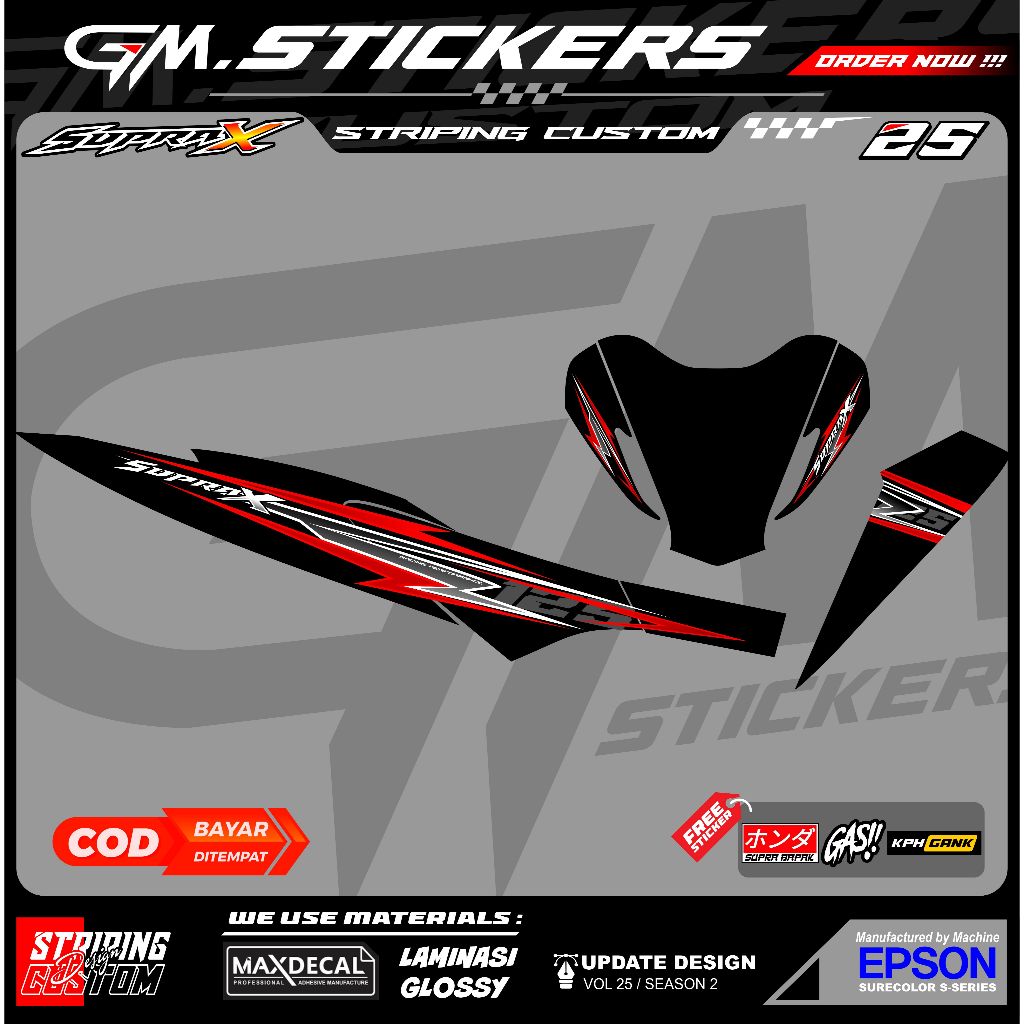 STRIPING VARIASI HONDA SUPRA KPH SUPRA X 125 SUPRA X BATMAN 2008-2012 MODEL THAILAND RACING K46