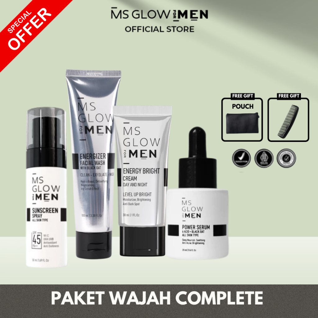 MS Glow For Men Paket isi 4 | Skincare Ms Glow Men I MS GLOW MEN 1 SET I PAKET MS GLOW MEN
